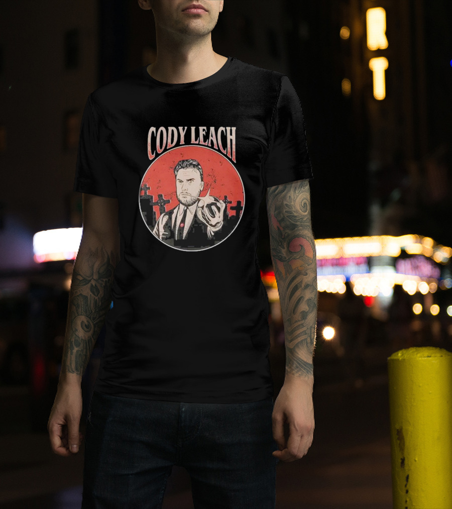 Cody Leach Red Background Graveyard Scene T-Shirt