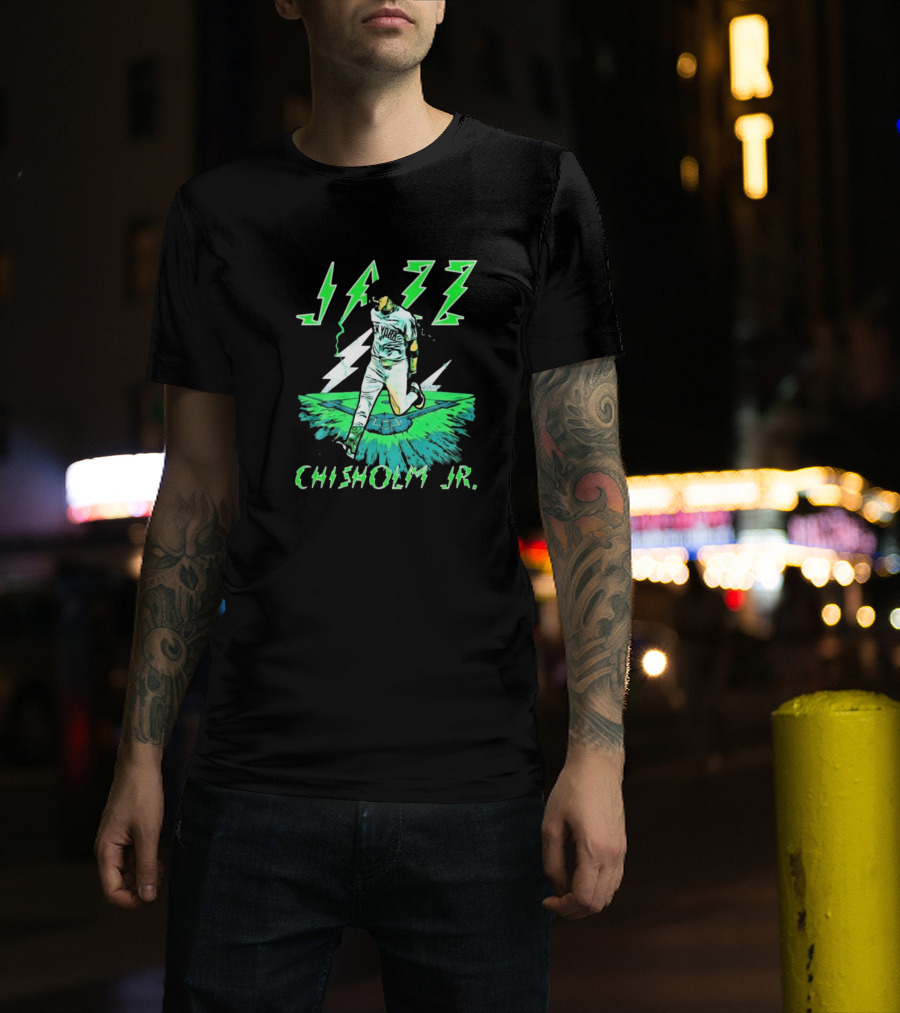 Jazz Chisholm Jr. New York Yankees Electric Green MLB Painting T-Shirt