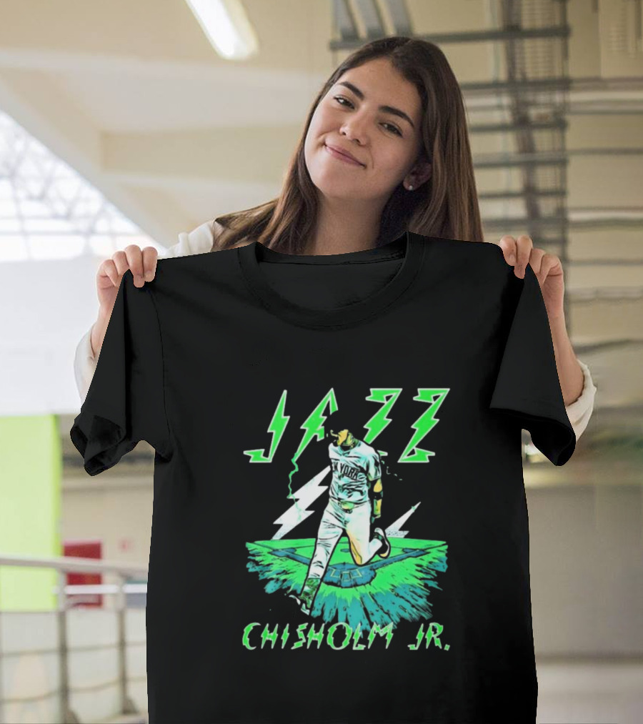 Jazz Chisholm Jr. New York Yankees Electric Green MLB Painting T-Shirt