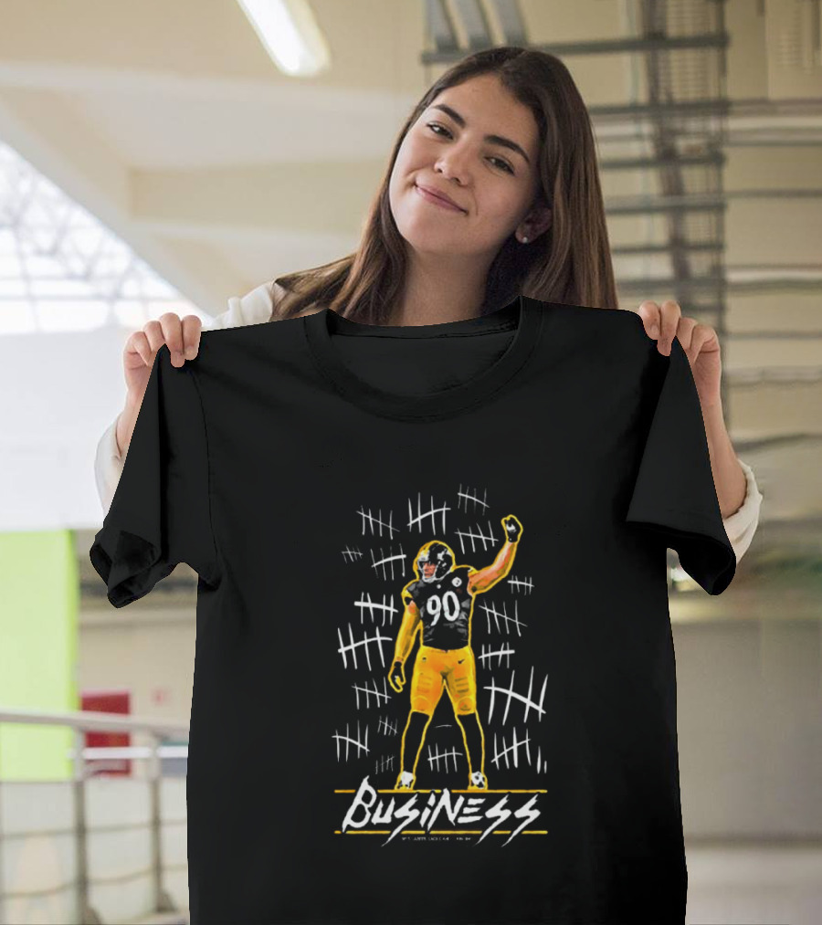 TJ Watt Pittsburgh Steelers NFL Business 90 Sacks Painting T-Shirt