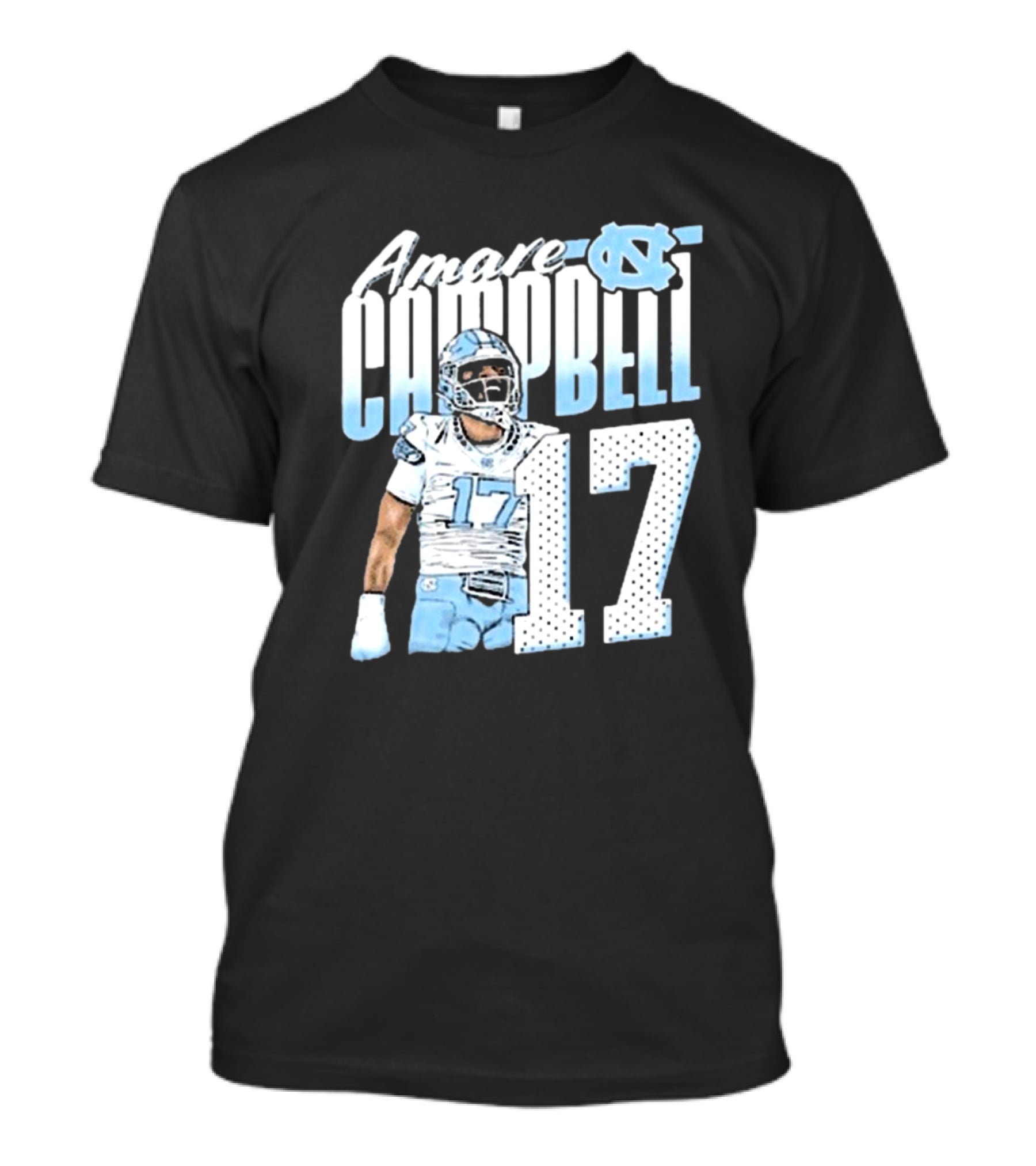 Amare Campbell North Carolina Tar Heels 17 Football Player T-Shirt
