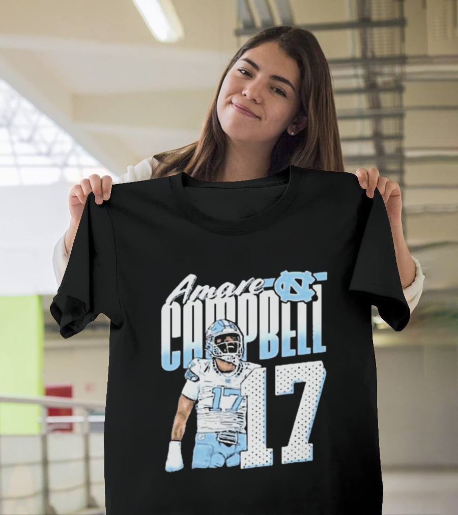 Amare Campbell North Carolina Tar Heels 17 Football Player T-Shirt
