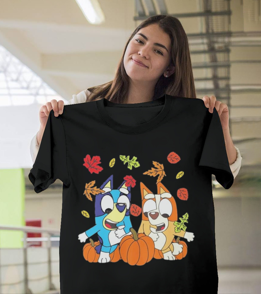 Bingo Pumpkin Season 2024 with Leaves and Dogs T-Shirt