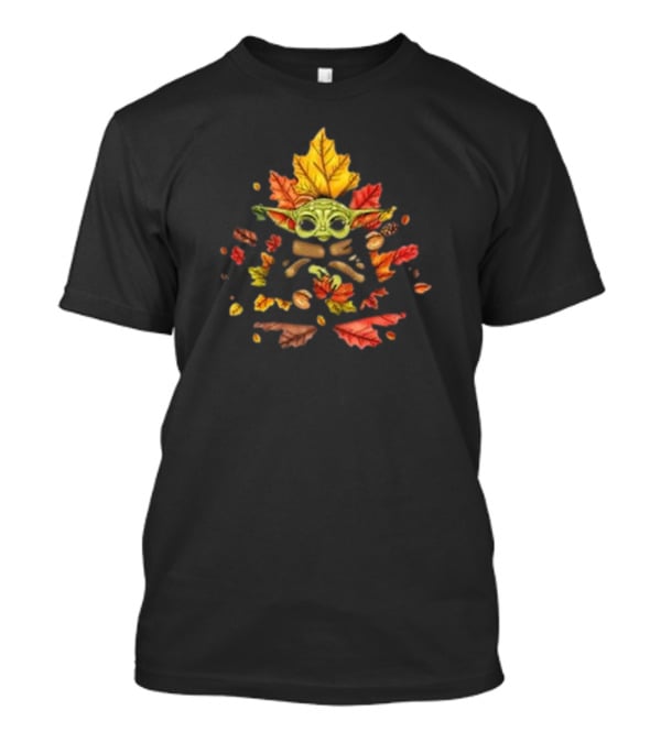 Autumn Leaves Baby Yoda Surrounded By Fall Foliage T-Shirt
