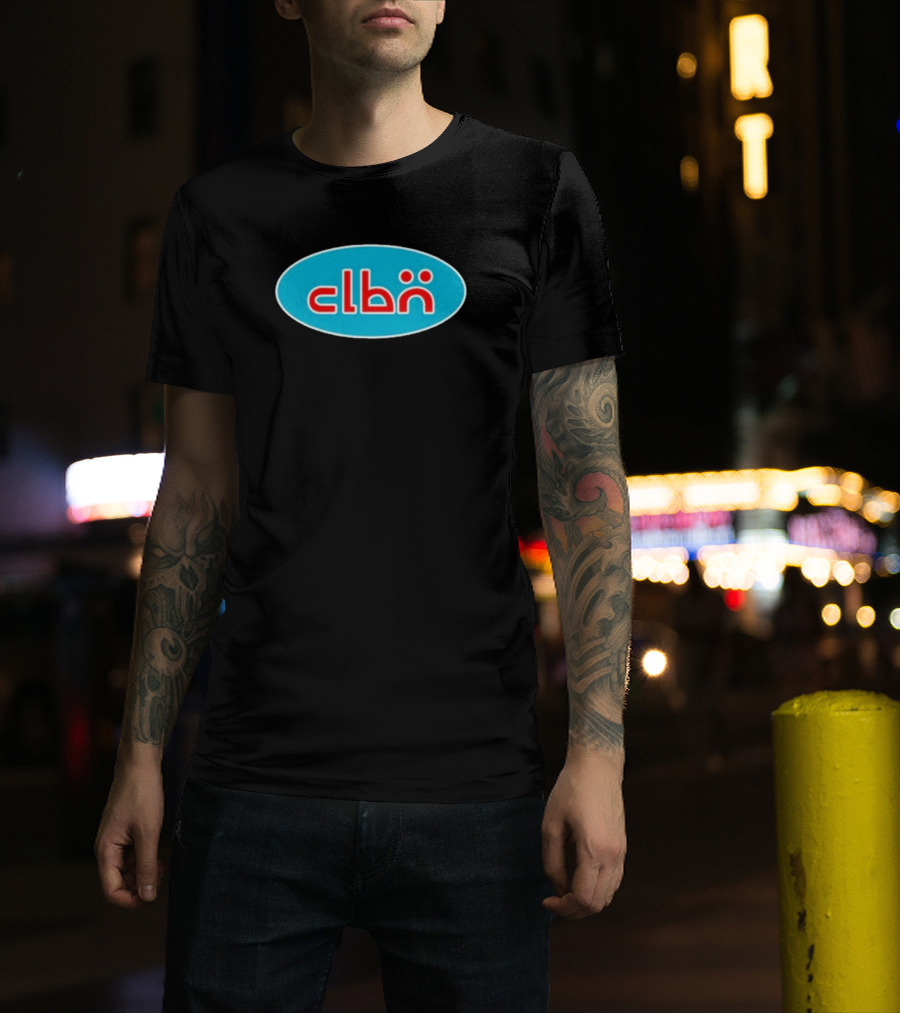 Clbn Logo Design Blue Oval Text T-Shirt