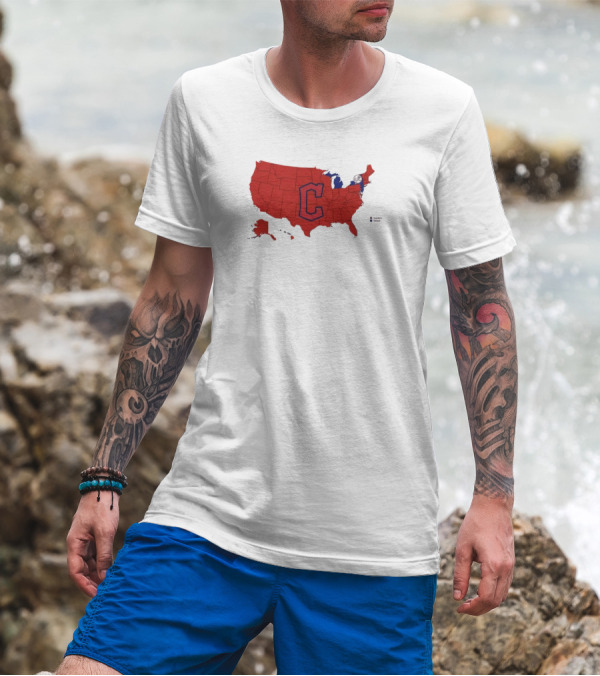 Map Of Who America Is Rooting For In The NLCS Cleveland Guardians MLB Logo USA Outline T-Shirt