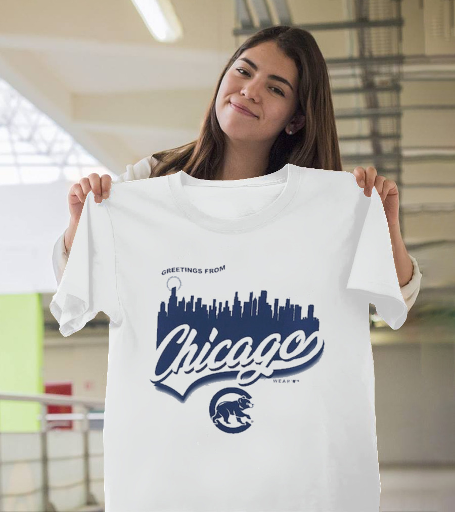 Greetings From Chicago Cubs Skyline T-Shirt