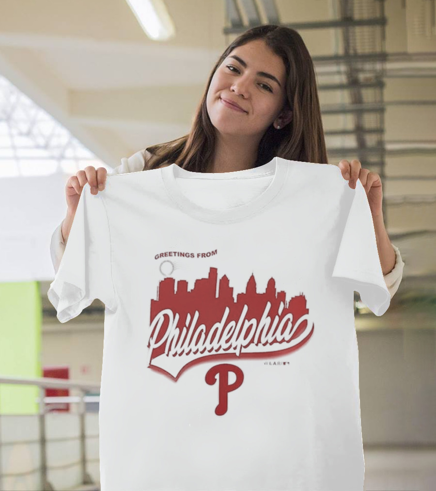 Greetings From Philadelphia Phillies Skyline T-Shirt