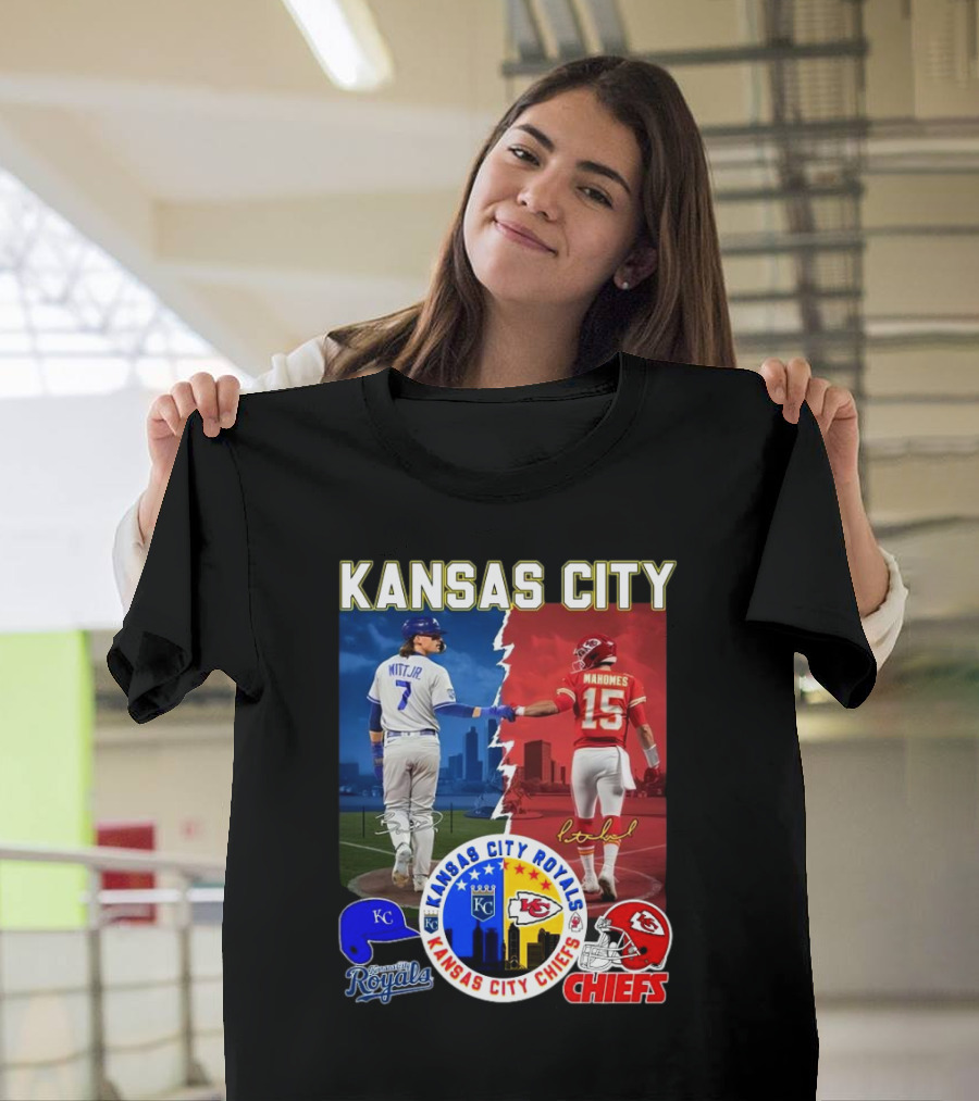 Kansas City Royals Robert Witt Jr. Chiefs Patrick Mahomes Signatures Royals Chiefs T-Shirt