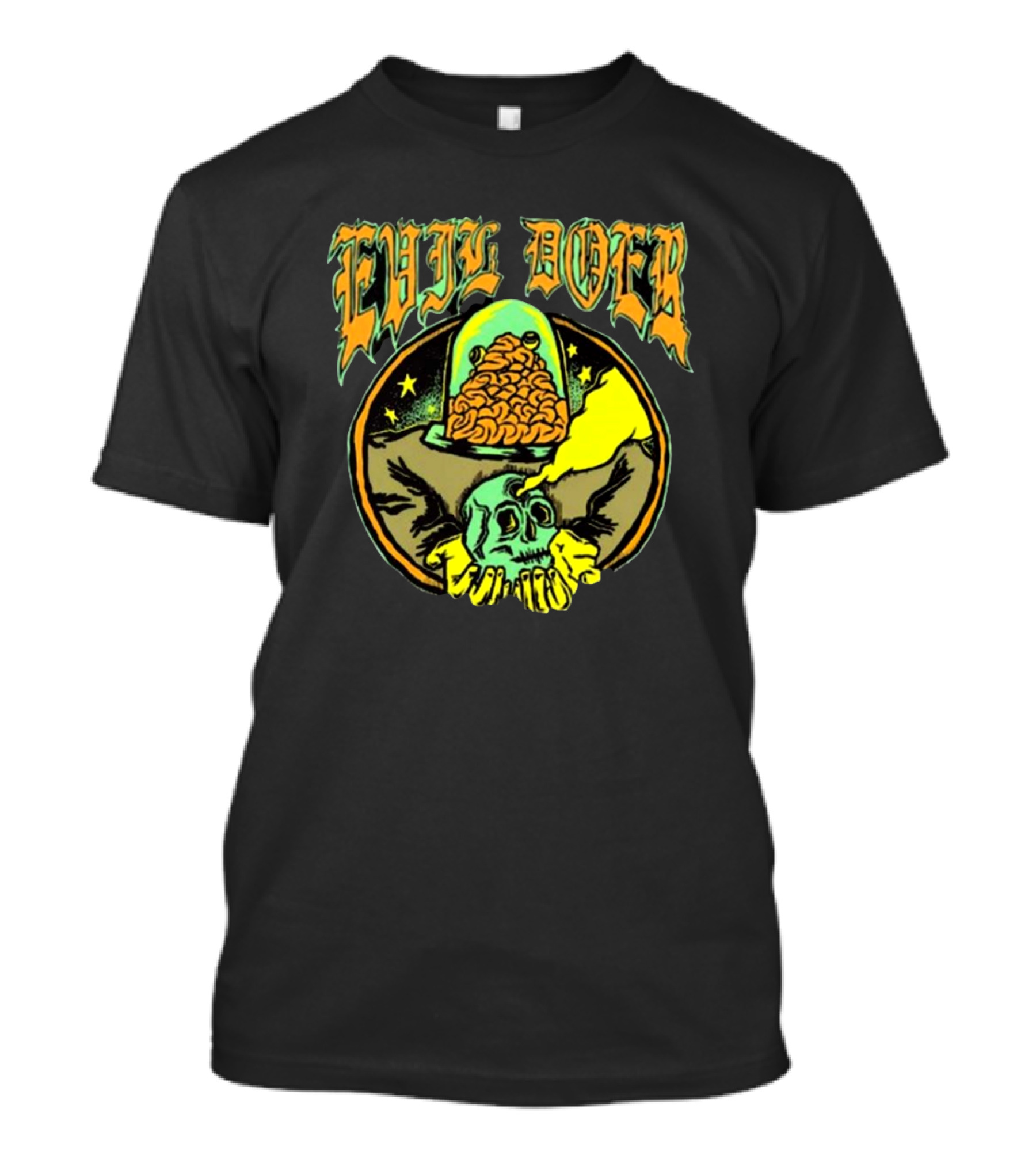 Evil Doer October Monster Skull And Brain In Jar T-Shirt