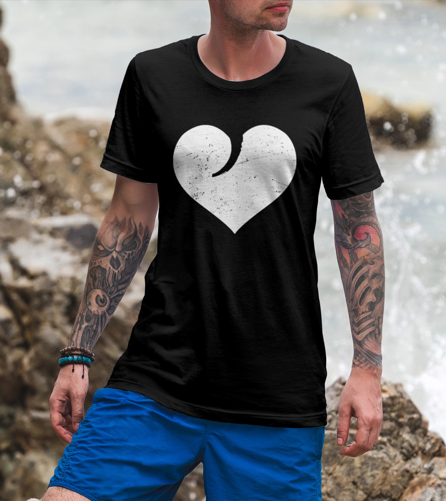 Gun Trigger Heart Distressed White Heart Shape T-Shirt