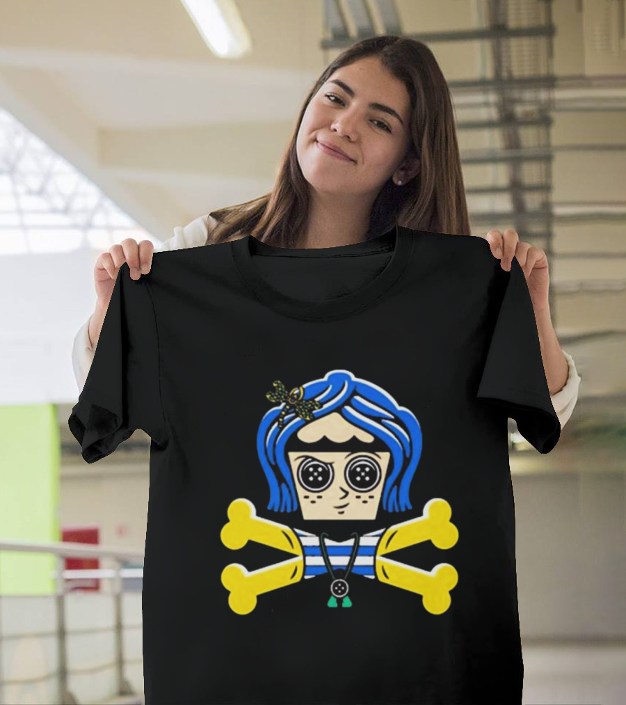 Coraline Inspired Button Eyed Crossbones by Johnny Cupcakes T-Shirt