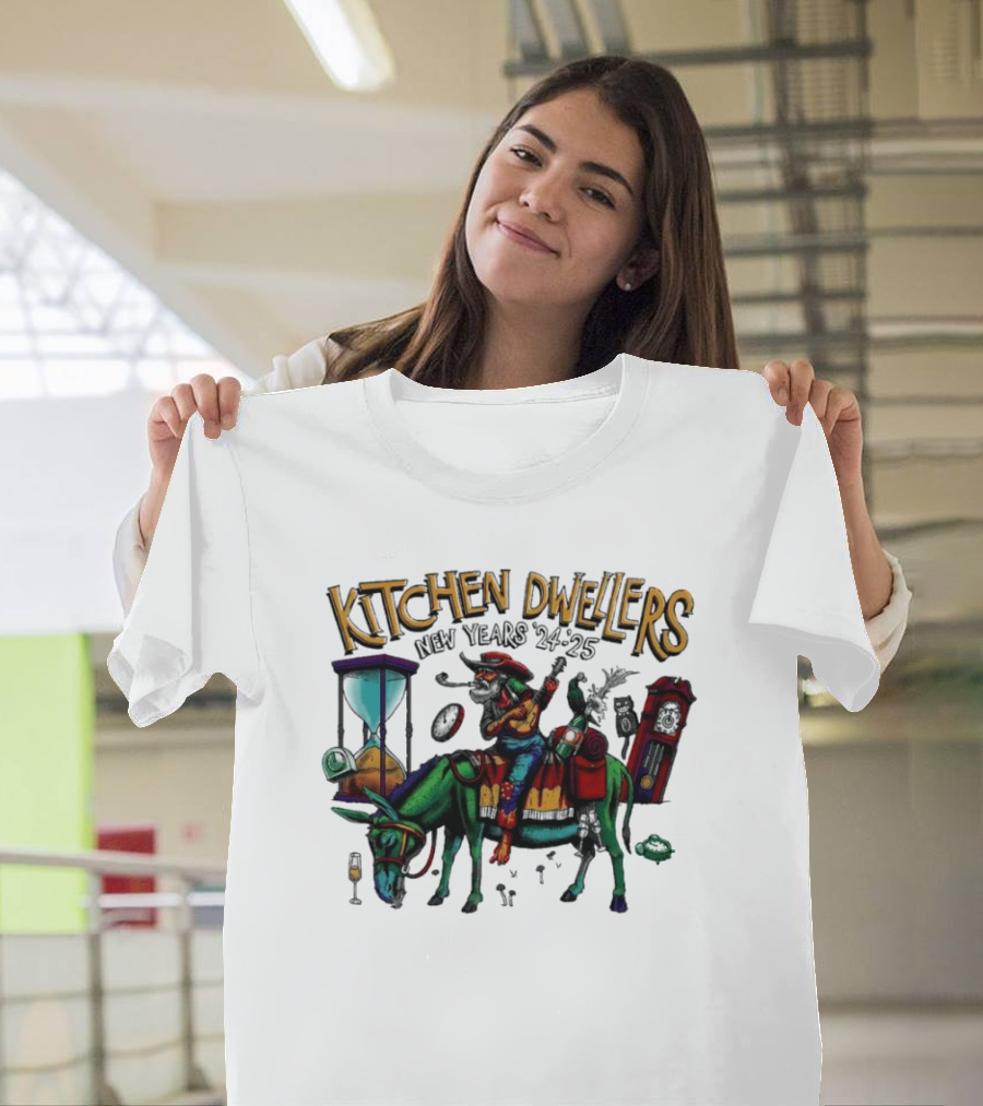 Kitchen Dwellers New Year's 2024-2025 Concert Mule Hourglass Clock T-Shirt