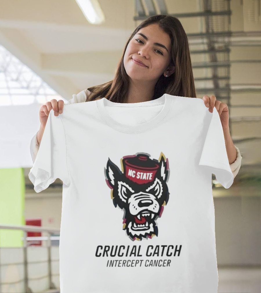 NC State Wolfpack Crucial Catch Intercept Cancer T-Shirt
