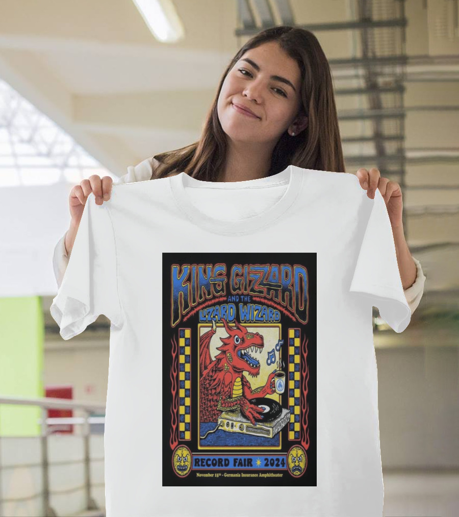 King Gizzard and the Lizard Wizard Record Fair 2024 Germania Insurance Amphitheater November 15 Austin TX T-Shirt