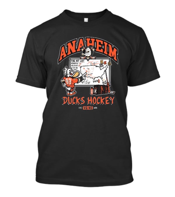 Anaheim Ducks Hockey Wild Wing The Hit List Map Lesson Plan T-Shirt