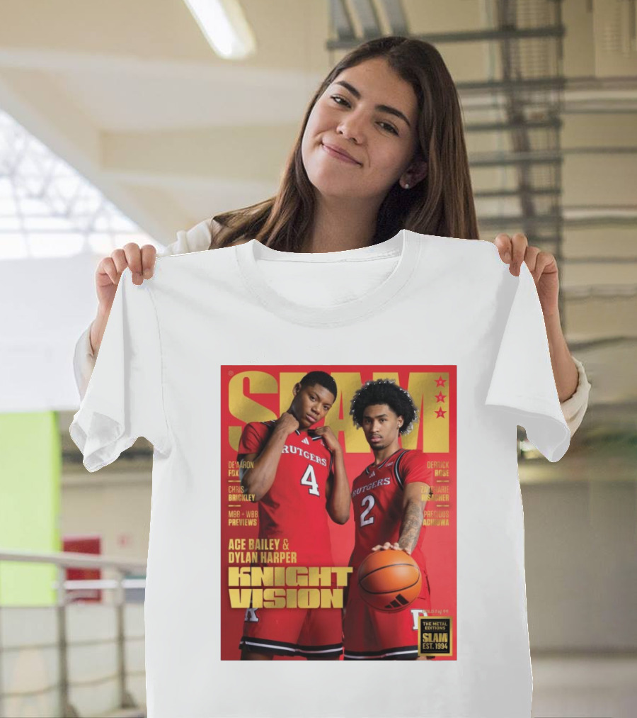 SLAM Rutgers Scarlet Knights Knight Vision Ace Bailey Dylan Harper Basketball Cover T-Shirt