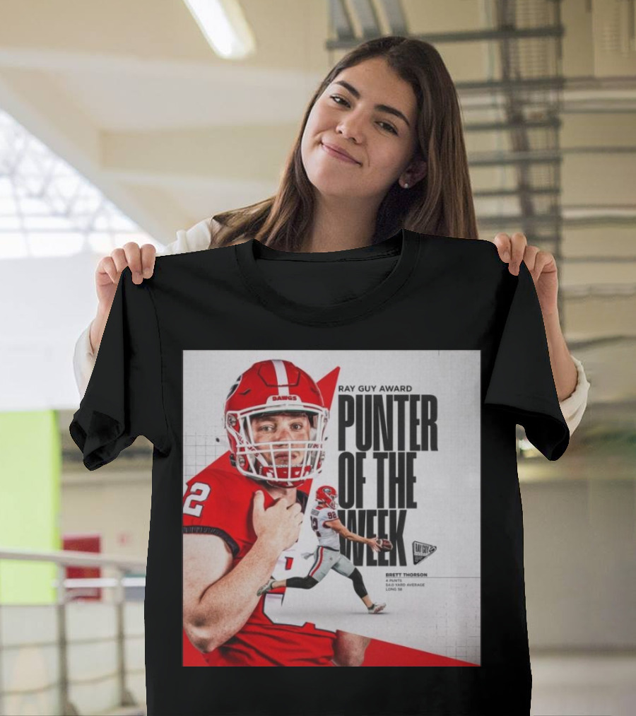 Brett Thorson Ray Guy Award Punter of the Week Football Action Georgia Dawgs T-Shirt