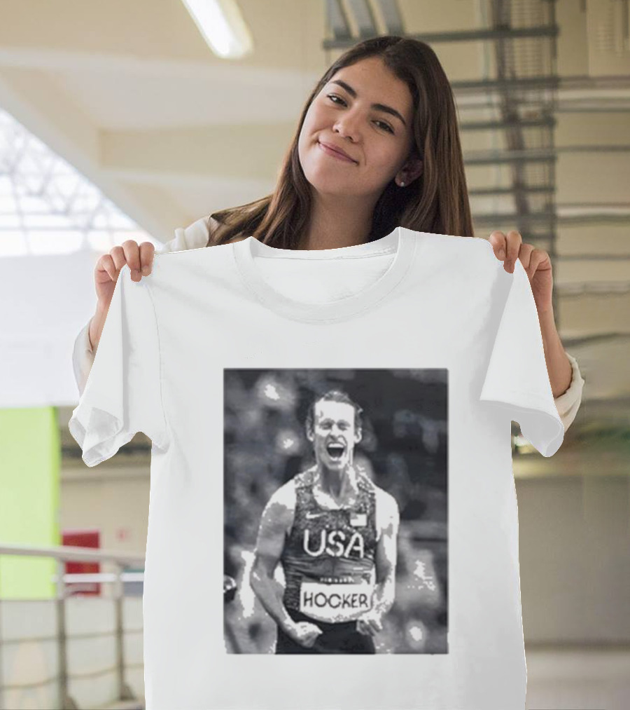 USA Cole Hocker Olympic Photo Signature T-Shirt