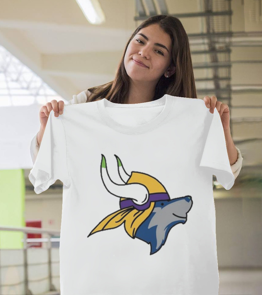 Maplewedgie Corndoggylol Minnesota Timbervikes Vikings Wolf Helmet Nordic Spirit Fusion T-Shirt