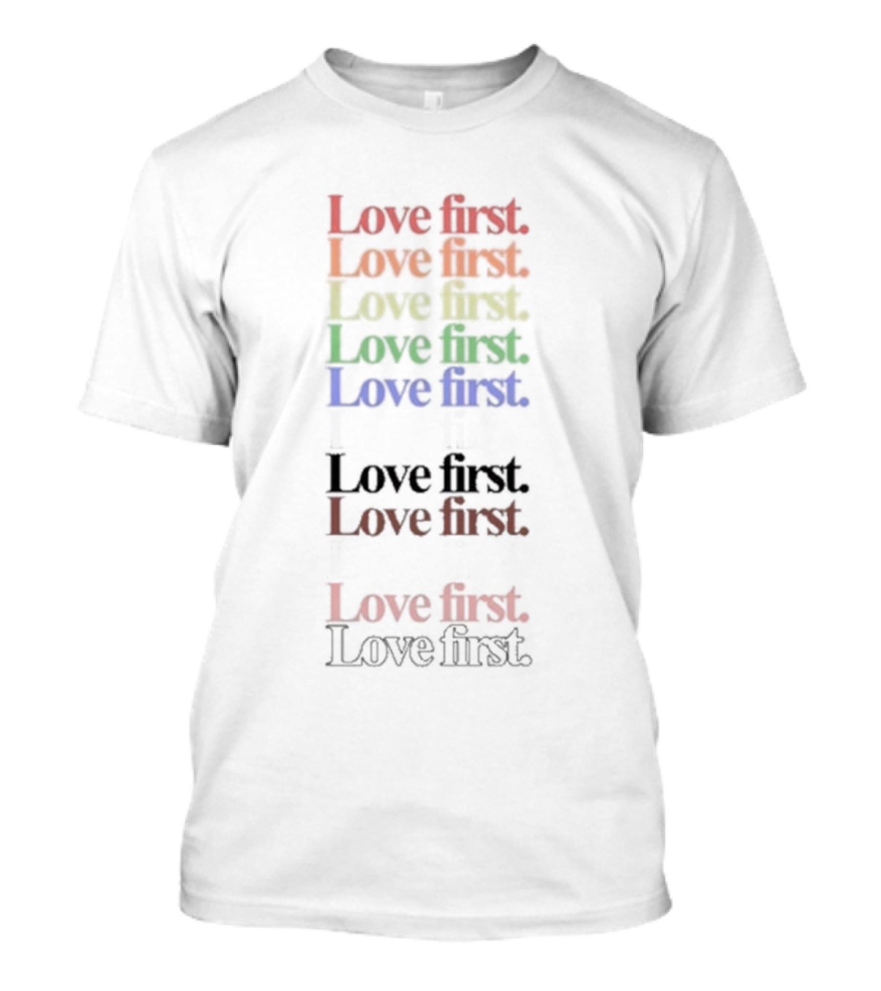 James Woods Love First Rainbow Pride Repeated Text T-Shirt