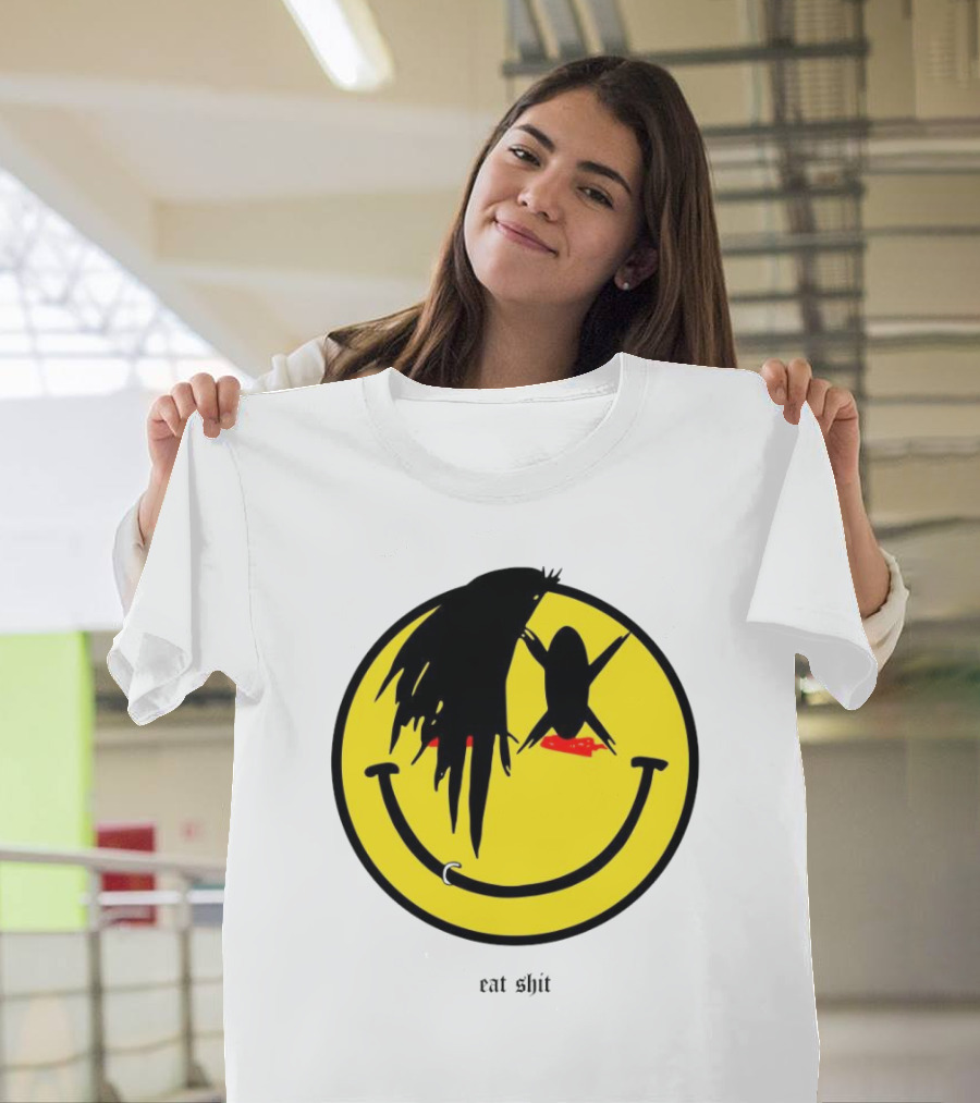 My Chemical Romance Smiley Symbol Eat Shit Face With Hair And Piercing T-Shirt