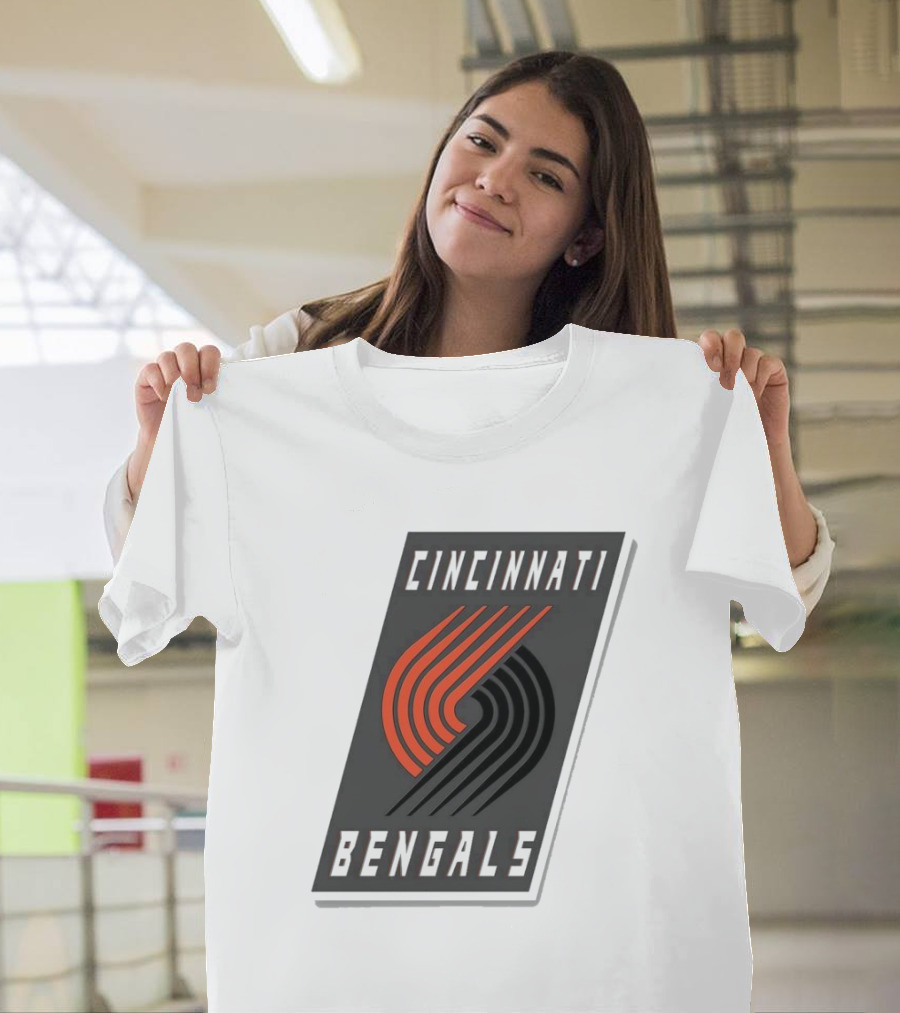 Cincinnati Bengals x Portland Trail Blazers Mashup Logo NFL NBA T-Shirt