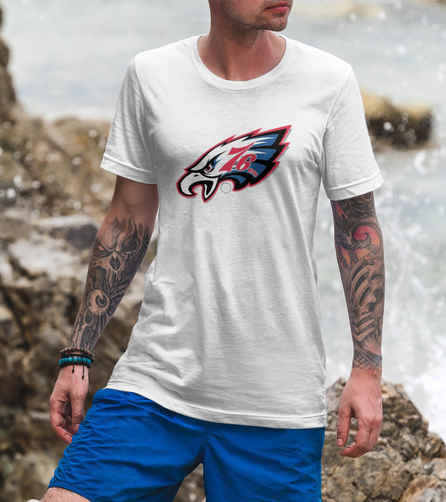 Philadelphia Eagles 76ers Logo Mashup NFL X NBA Collaboration T-Shirt