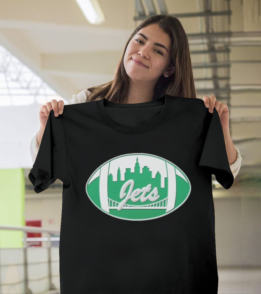 New York Jets Mets Skyline Green Football Bridge Logo NFL MLB Mashup T-Shirt
