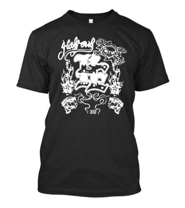 Half Evil 333 Skull Flames Collage T-Shirt