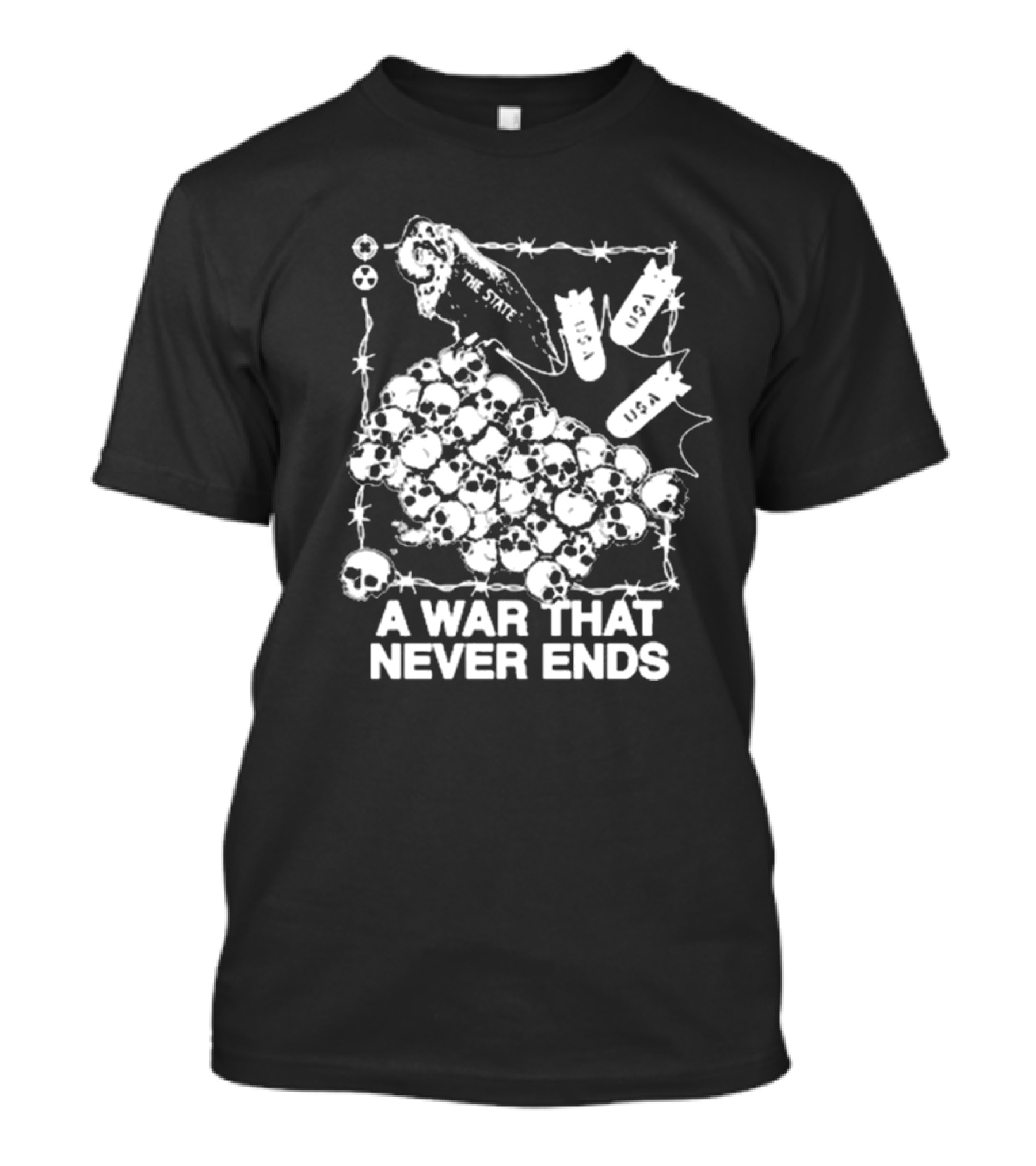 A War That Never Ends The State Vulture USA Bombs Skulls T-Shirt
