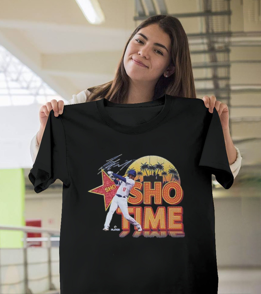 Los Angeles Shohei Ohtani Sho-Time Signature Retro MLB Sunset Palms T-Shirt