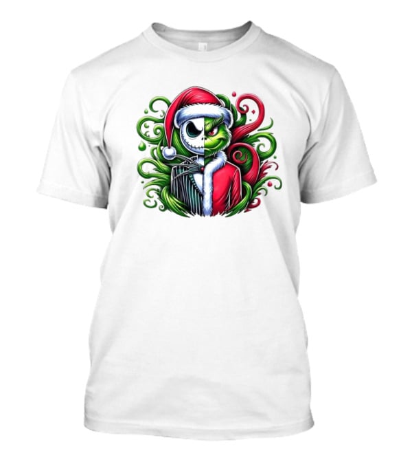 Jack Skellington Grinch Split Face Christmas T-Shirt
