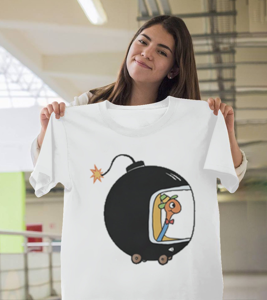 Lowly Car Bomb Cartoon Worm Inside By K. Thor Jensen T-Shirt