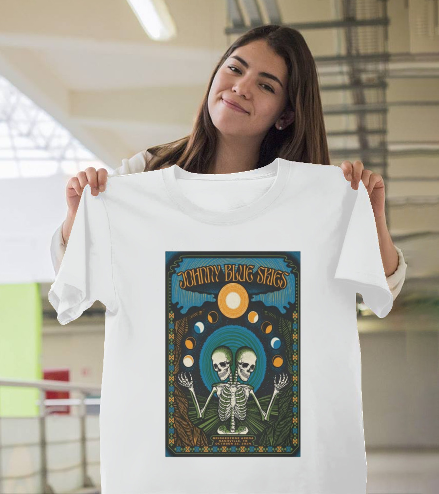 Johnny Blue Skies Bridgestone Arena October 25 2024 Nashville TN Skulls Moon Phases T-Shirt
