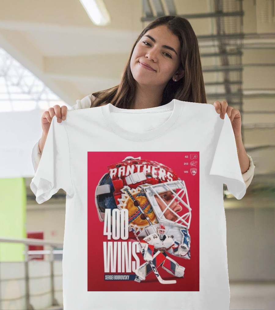 Sergei Bobrovsky Panthers 400 Wins NHL Florida Goalie Milestone T-Shirt