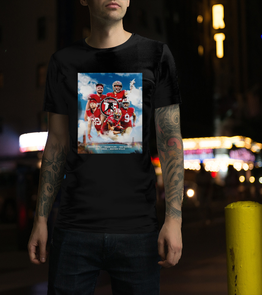 San Francisco 49ers Happy Holidays National Tight Ends Day George Kittle Mason Pline Eric Saubert Jake Tonges Brayden Willis Football T-Shirt