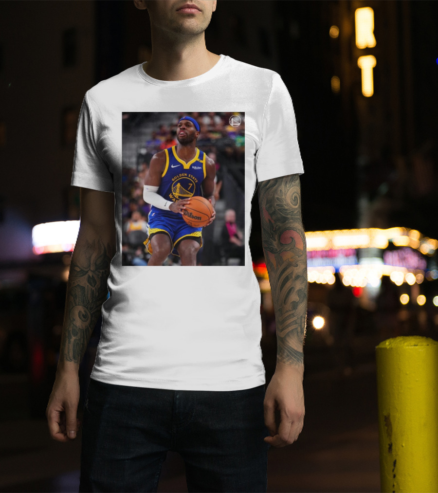 Golden State Warriors Buddy Hield Basketball Action With Wilson Ball T-Shirt