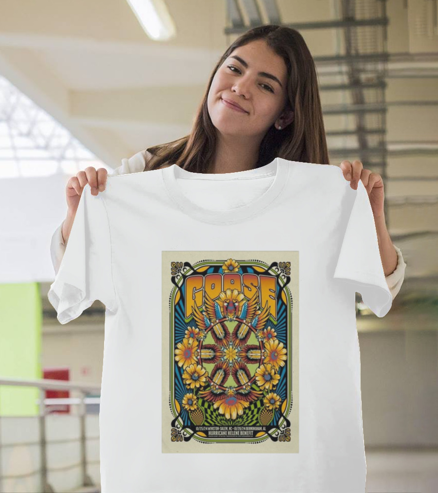 Goose Show Winston Salem Hurricane Helene Benefit 25 Oct 2024 Vibrant Floral T-Shirt