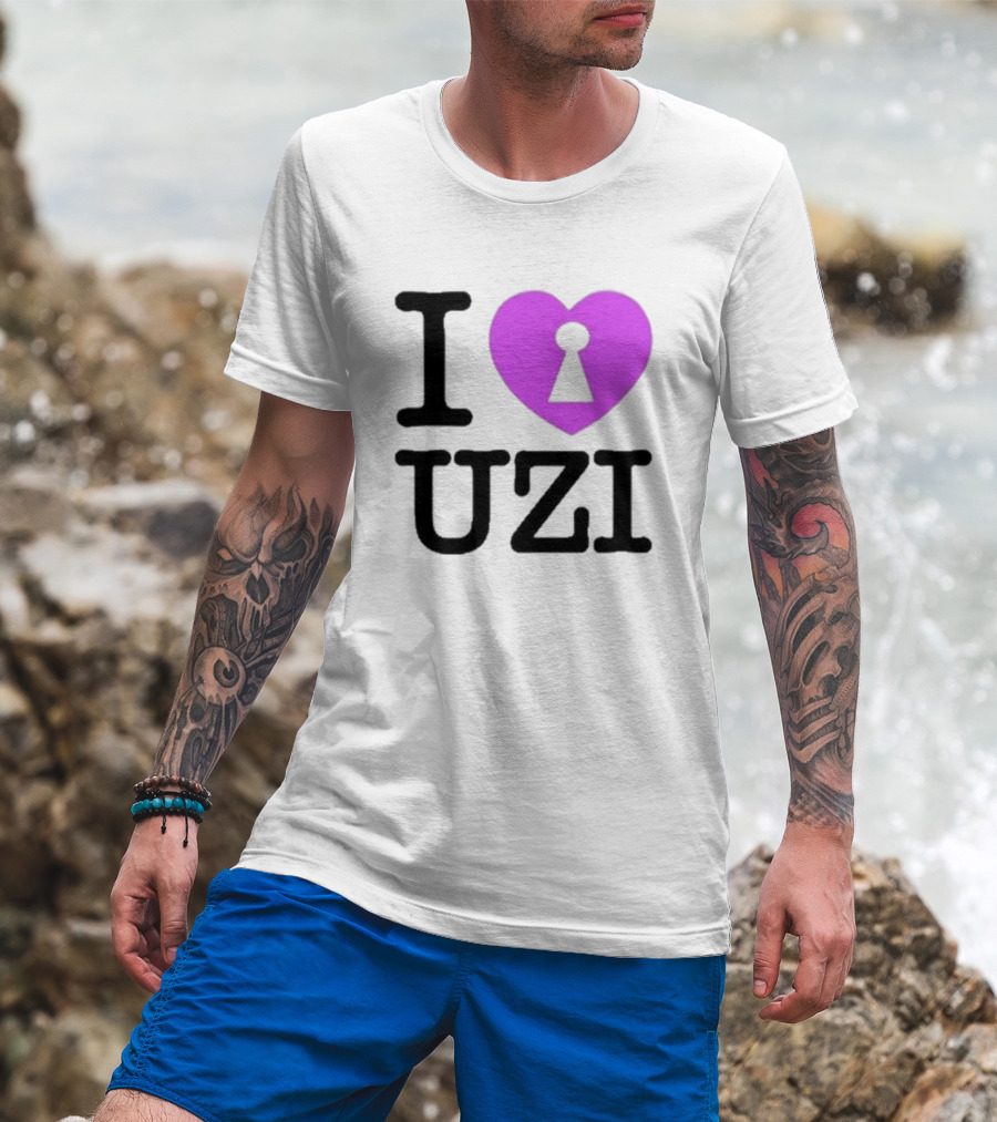 I Love Heart Keyhole Uzi T-Shirt