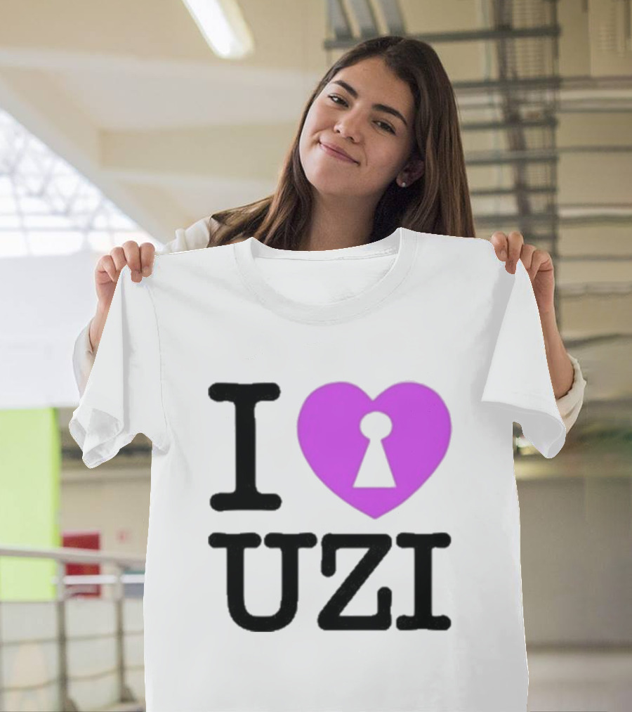 I Love Heart Keyhole Uzi T-Shirt