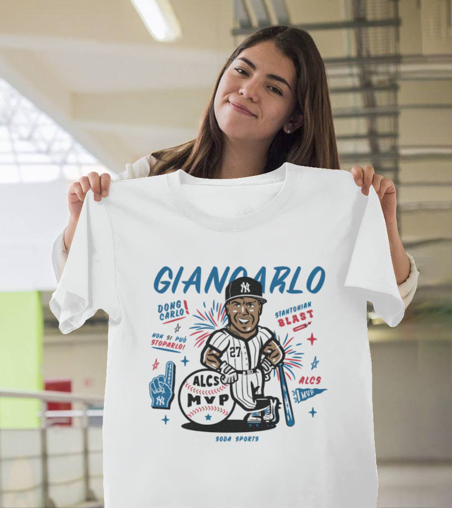 Giancarlo Dong Carlo Stantonian Blast ALCS MVP Caricature New York Yankees Soda Sports T-Shirt