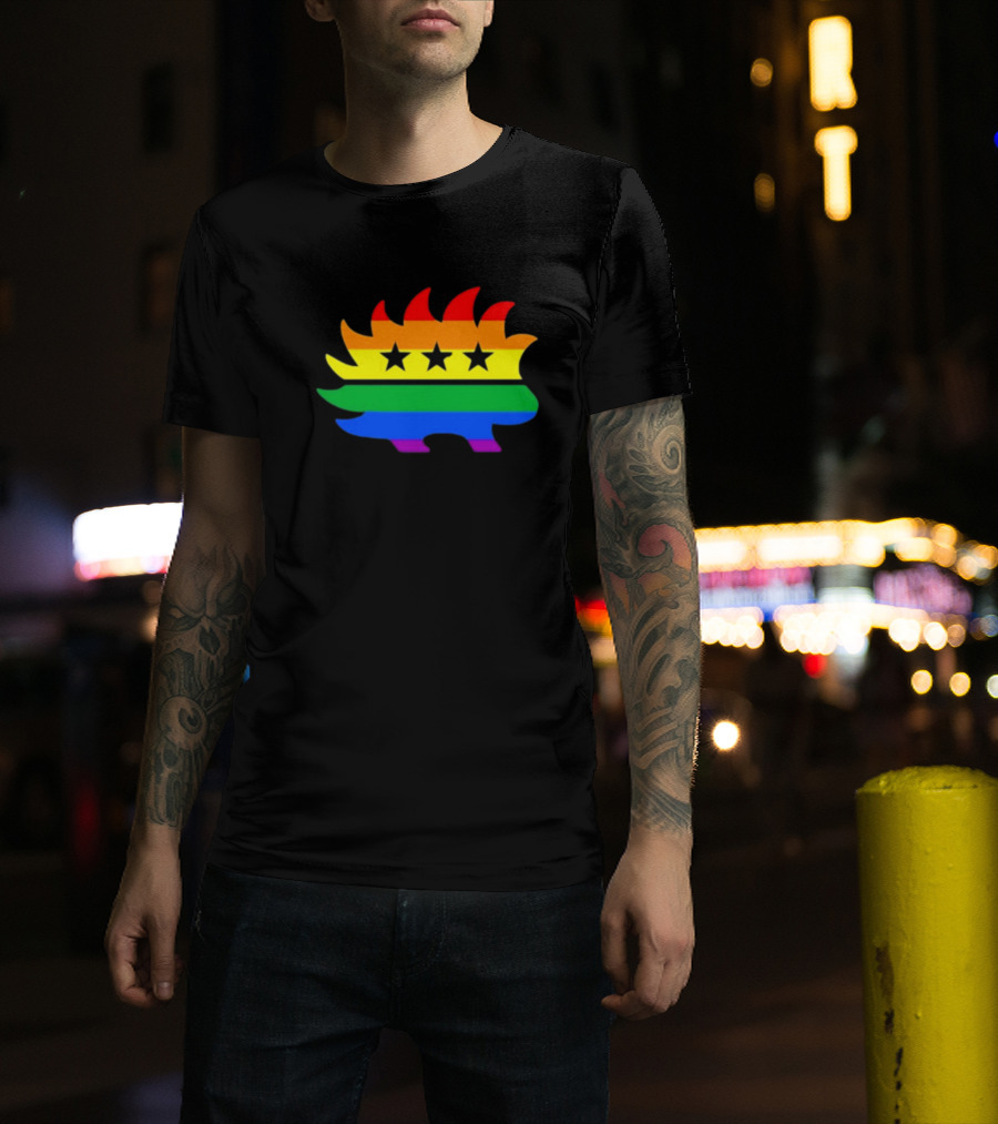 Dr. Simon Goddek Libertarian Porcupine Rainbow Flag Stars T-Shirt