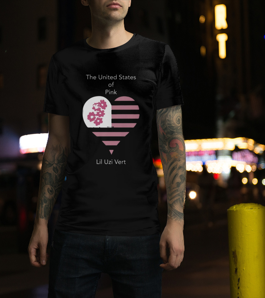 Lil Uzi Vert Heart Pink Stripes Flowers United States Of Pink T-Shirt