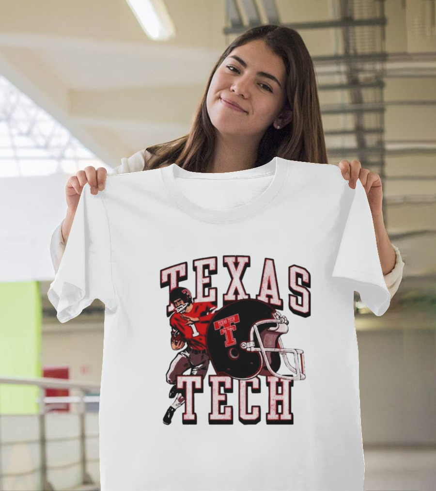 Texas Tech Red Raiders Football Player and Helmet T-Shirt