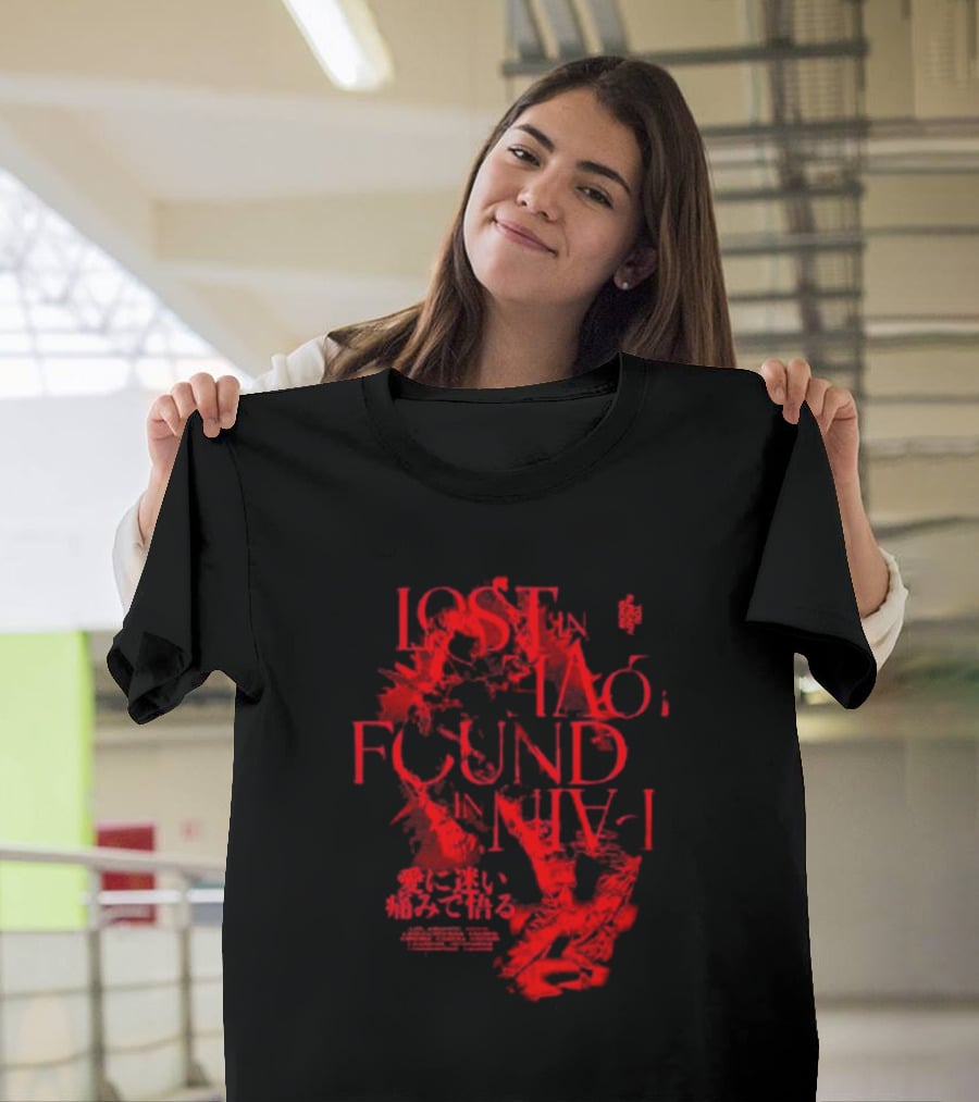 Miyavi Red Text Lost In Love, Found In Pain Pigment Dye T-Shirt