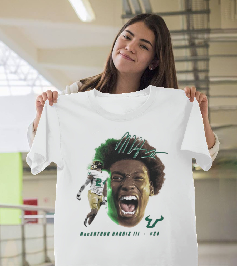 MacArthur Harris III South Florida Bulls Football #24 Signature T-Shirt