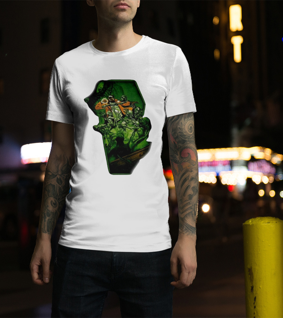 You Only Die 1nce SS Freddie Gibbs Zombie Battle Green Scene T-Shirt