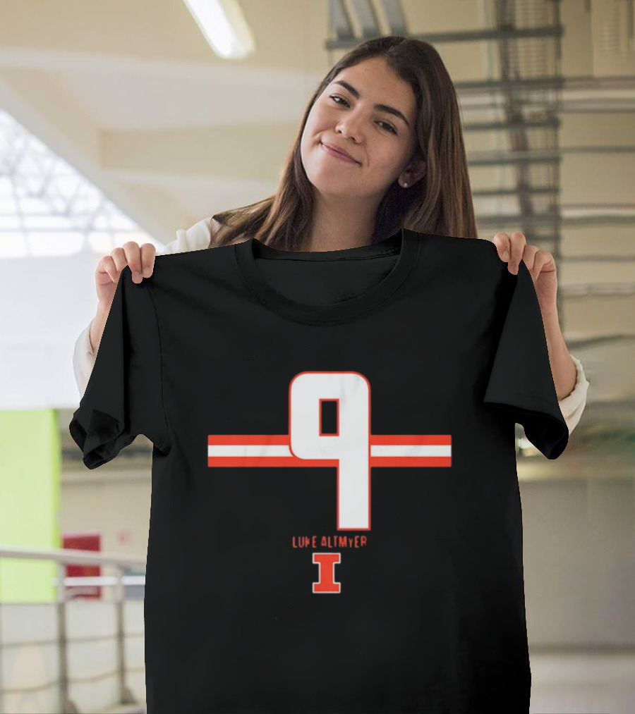Illinois Fighting Illini Football Number 9 Luke Altmyer Stripe T-Shirt