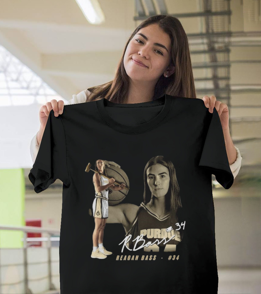 Reagan Bass #34 Purdue Boilermakers R. Bass Signature T-Shirt